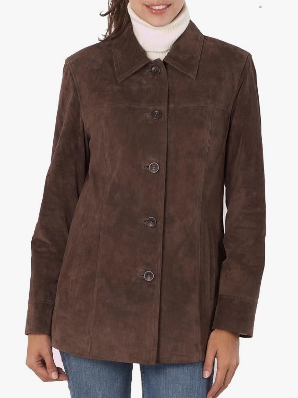 Real Suede Chocolate Brown Button Coat🤍🐻